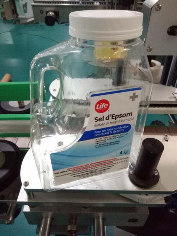 Mesin Label Botol Banyu Khusus, Mesin Labeler Bangku Otomatis Kanggo Sisi Ganda